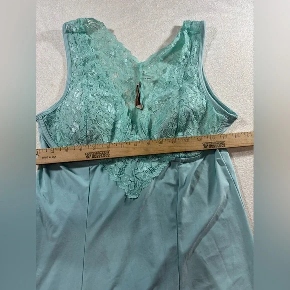 Sol Surroundings Lace Nightgown teal Green Sleeveless Maxi Slip Dress M - Picture 4 of 9